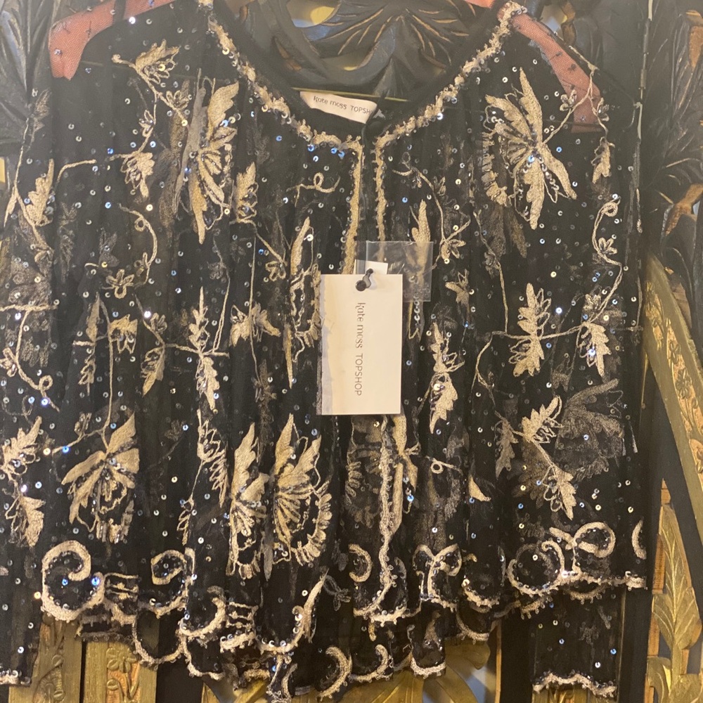 COPY - TOPSHOPXKATE MOSS Embroidered Sequined Cape/jacket - Picture 3 of 4